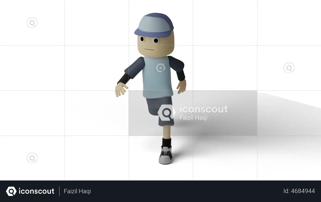 Boy In Walking Pose  3D Illustration