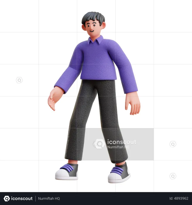 Boy in walking Pose  3D Illustration