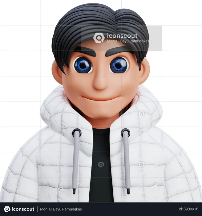 Boy in white jacket  3D Icon