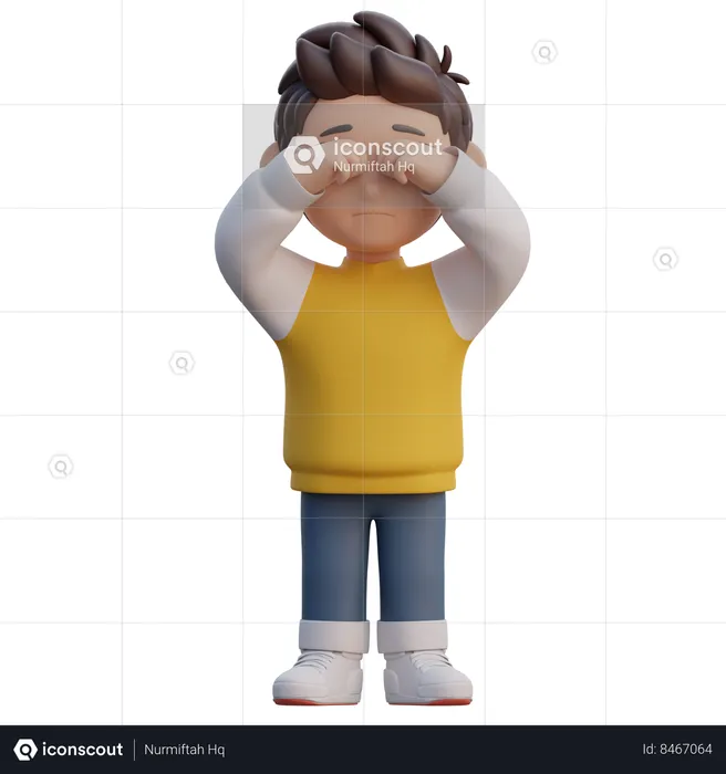 Boy is Crying  3D Illustration