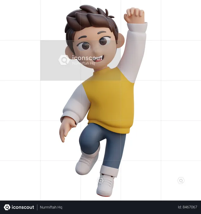 Boy is Having Fun while dancing  3D Illustration
