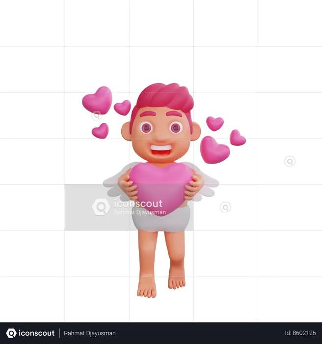 Boy Is Holding Heart  3D Illustration