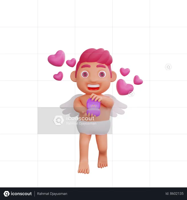 Boy Is Holding Ring Box  3D Illustration
