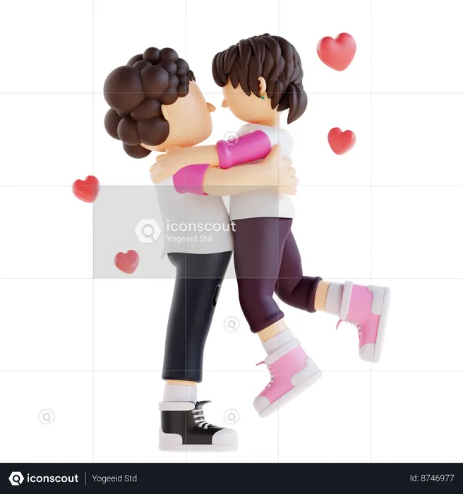 Boy Is Lifting Girl  3D Icon