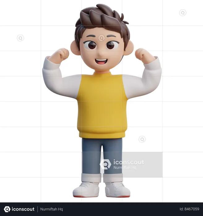Boy is Showing Arms  3D Illustration