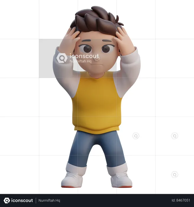 Boy is upset  3D Illustration