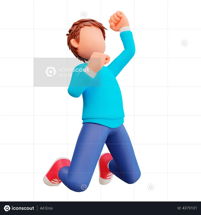 Boy jumping  3D Illustration