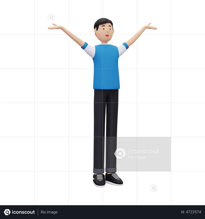 Boy jumping and celebrates success  3D Illustration