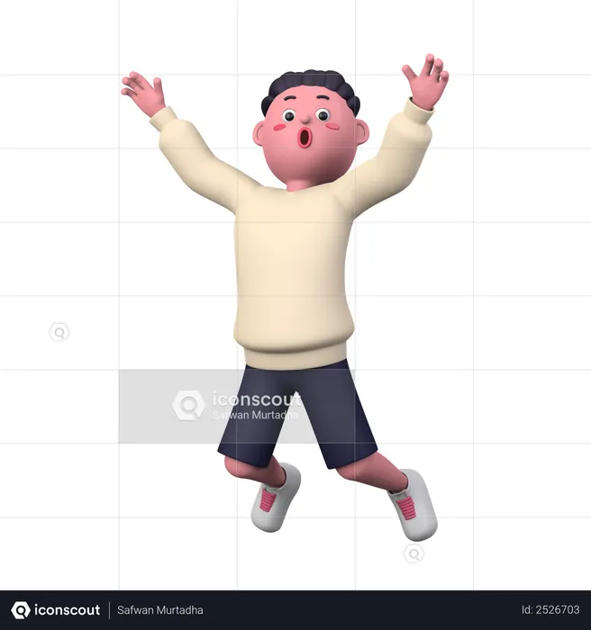 Boy jumping in the air  3D Illustration