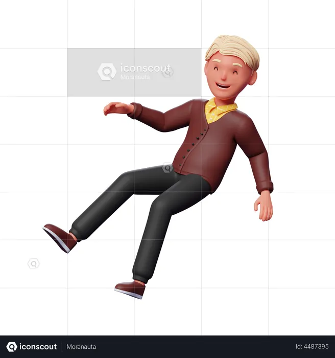 Boy jumping out of joy  3D Illustration