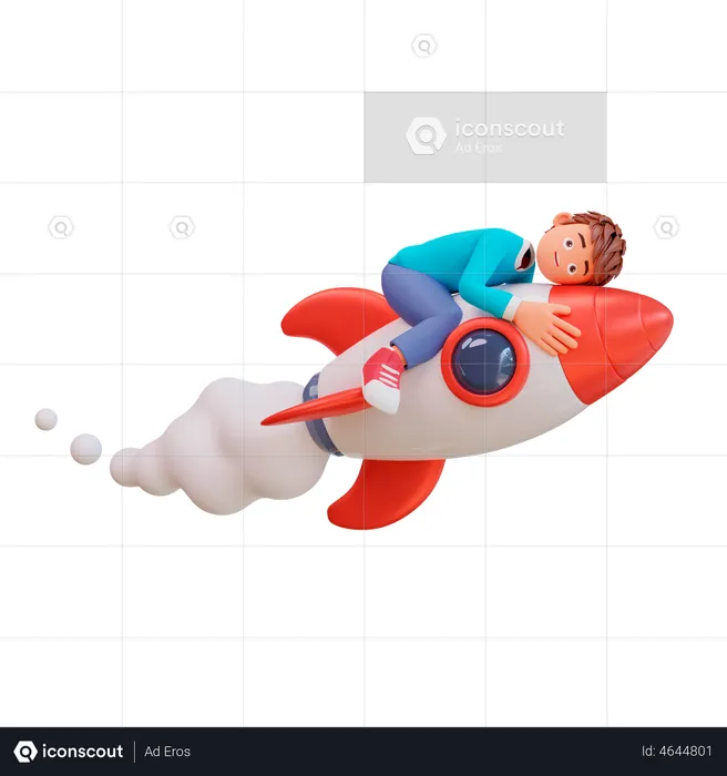 Boy launching business startup  3D Illustration
