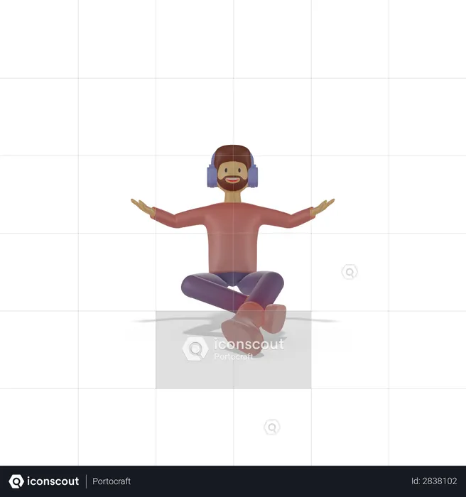 Boy listening music  3D Illustration