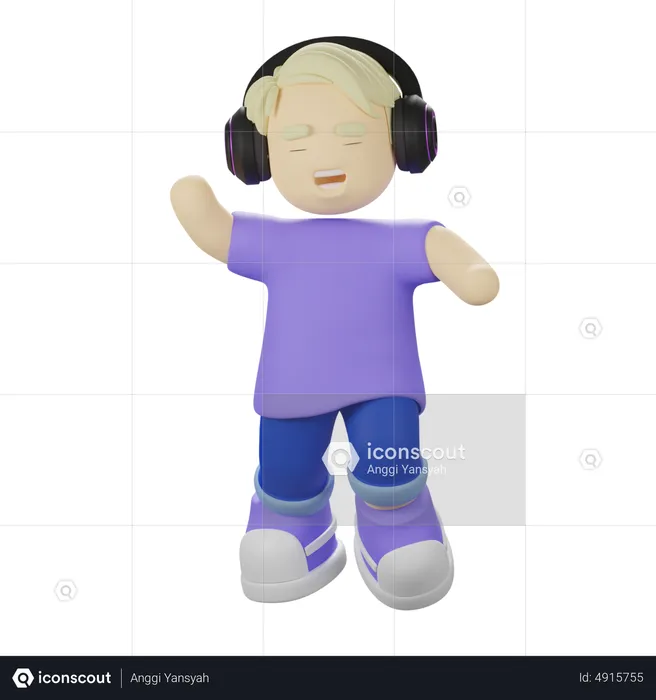 Boy listening song  3D Illustration