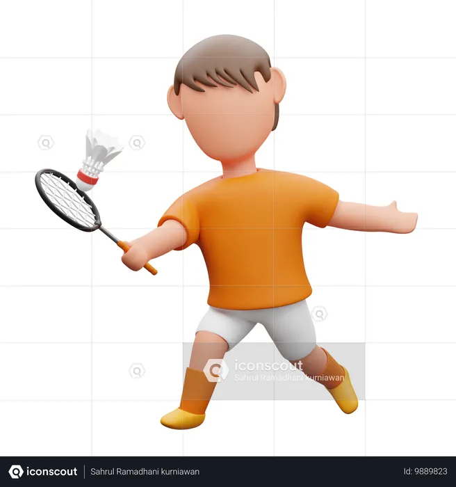 Boy playing badminton  3D Icon