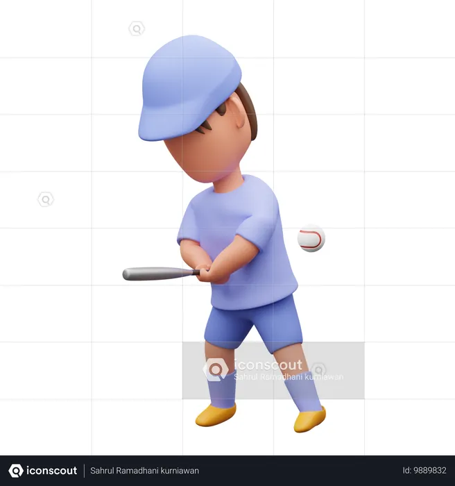 Boy playing baseball  3D Icon