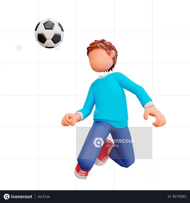 Boy playing football  3D Illustration