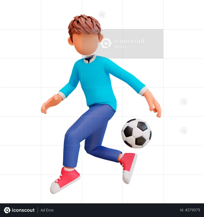 Boy playing football  3D Illustration