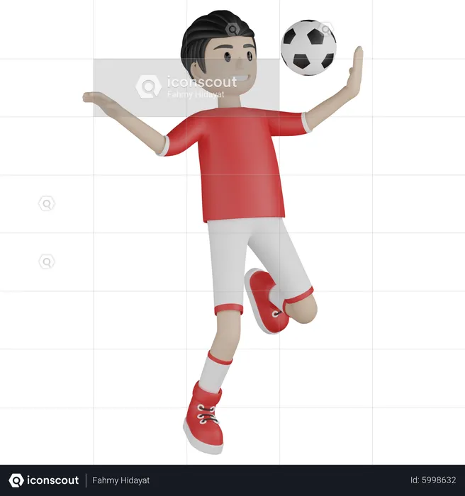 Boy playing football in freestyle  3D Illustration