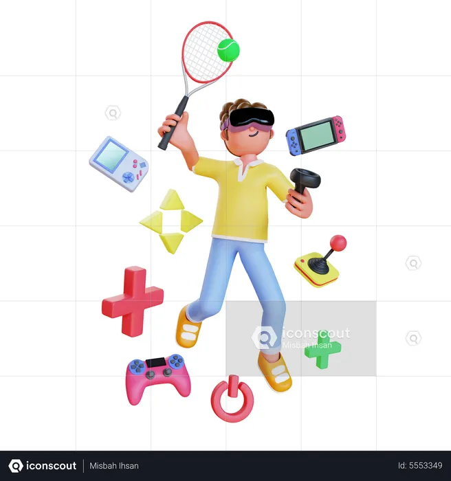 Boy Playing Game  3D Icon
