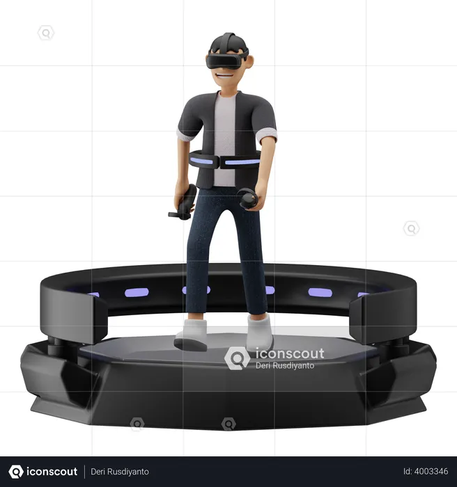 Boy playing game on VR setup  3D Illustration