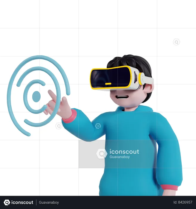 Boy playing game using VR technology  3D Illustration
