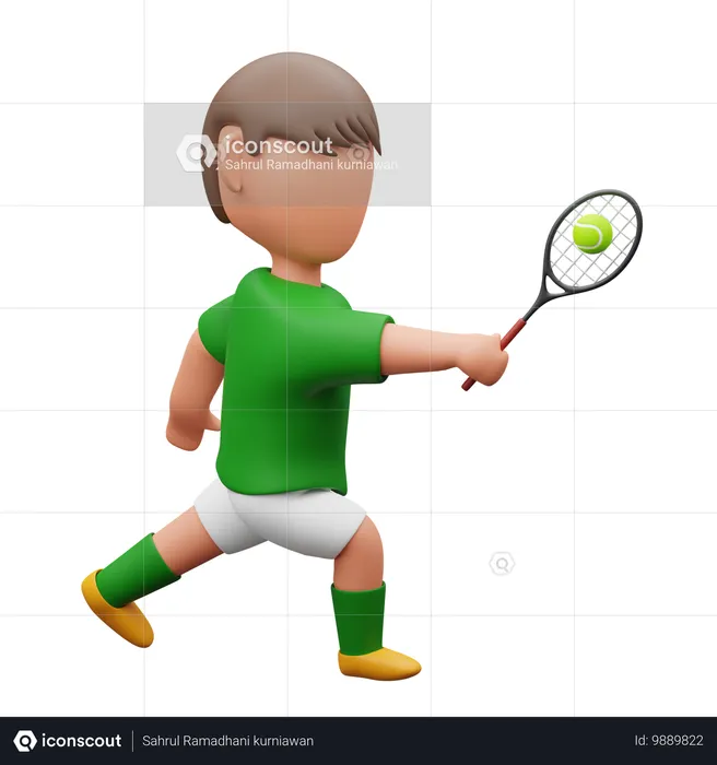 Boy playing tennis  3D Icon