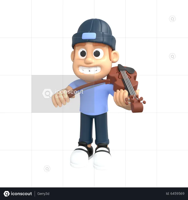 Boy playing violin  3D Illustration