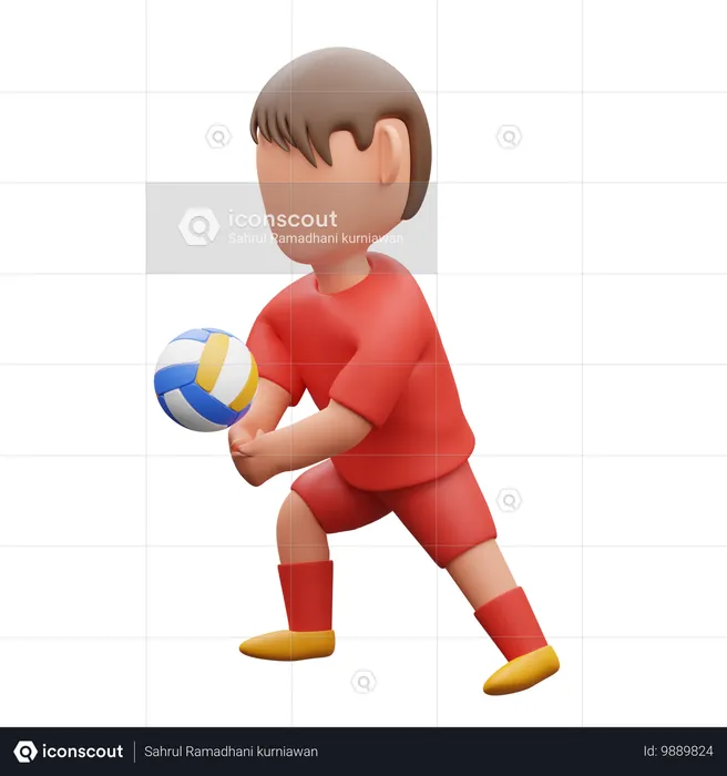 Boy Playing volleyball  3D Icon