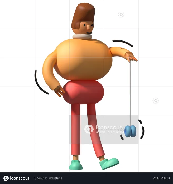 Boy playing with fidget spinner Emoji 3D Illustration