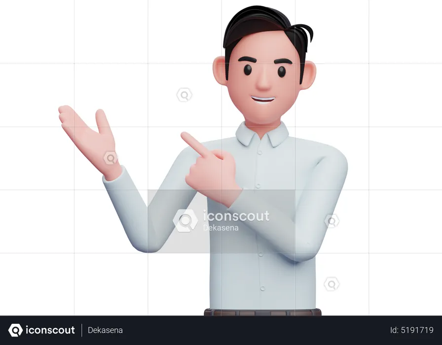 Boy pointing finger side up  3D Illustration