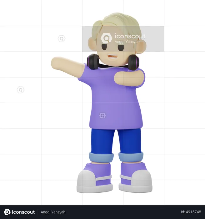 Boy Pointing something  3D Illustration