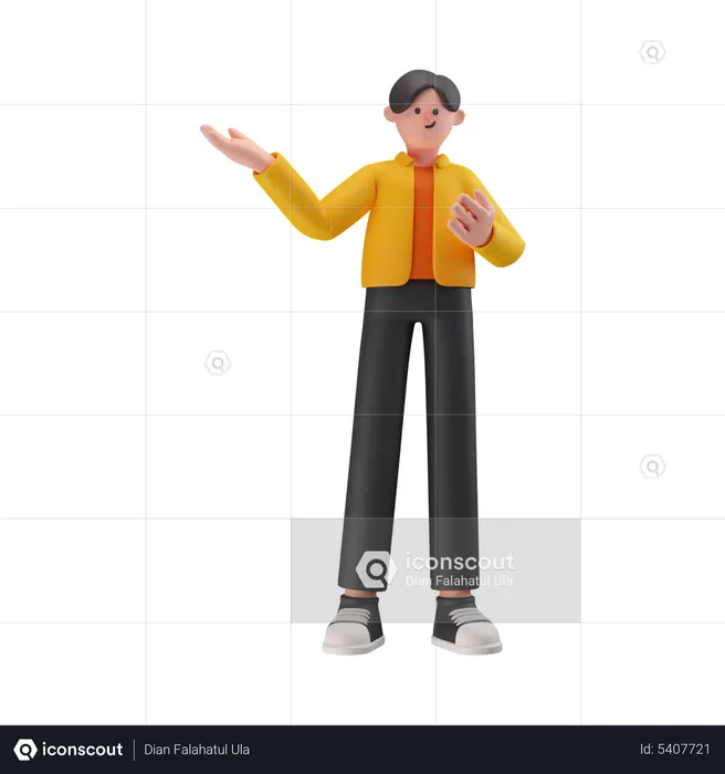 Boy Pointing Something  3D Illustration