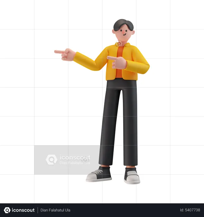 Boy Pointing Something  3D Illustration