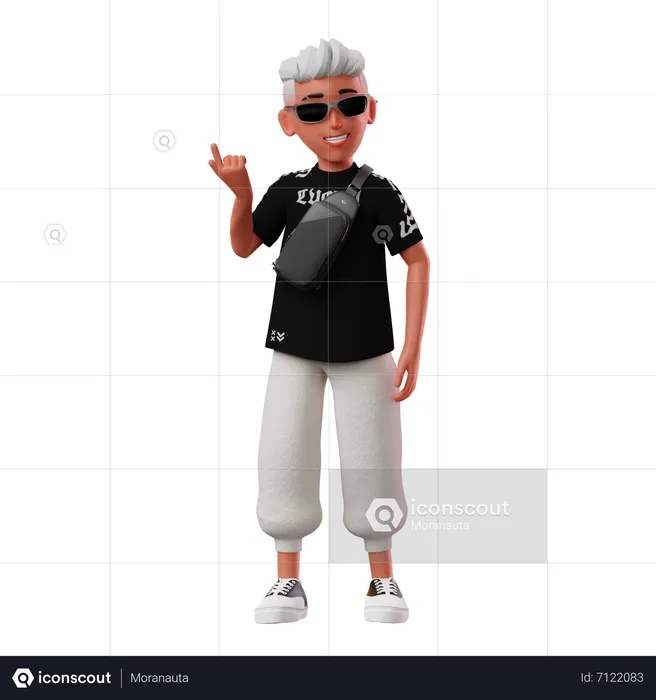 Boy Pointing Up  3D Illustration