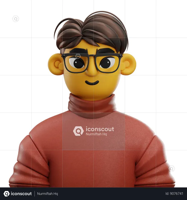 Boy Pony Hair with Sweater  3D Icon