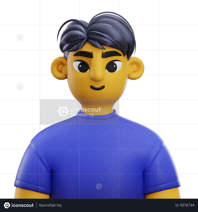 Boy Pony Hair with T-shirt  3D Icon
