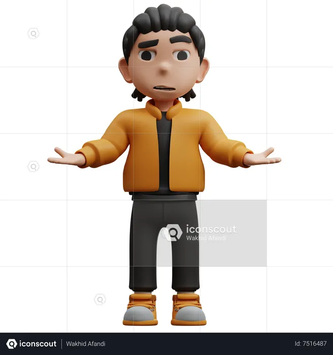 Boy Pose Gesture I Dont Know  3D Icon