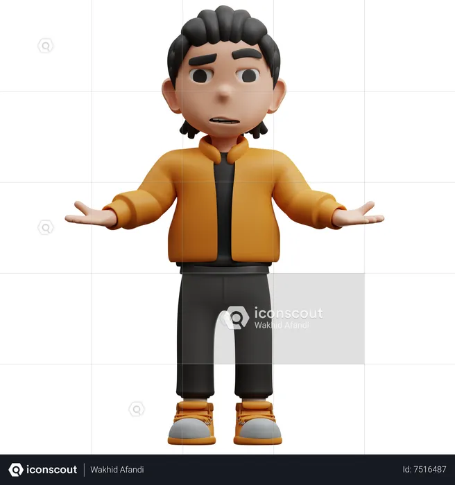 Boy Pose Gesture I Dont Know  3D Illustration