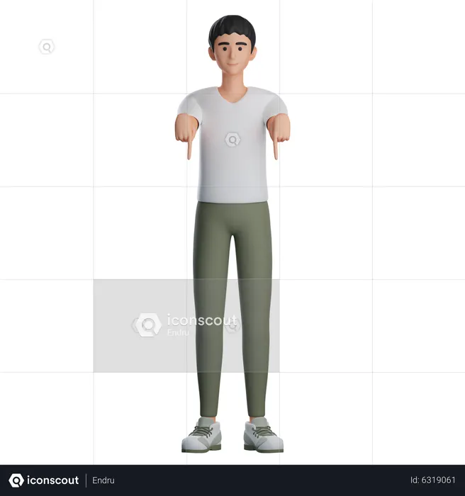 Boy Presenting Something At Down SIde  3D Illustration
