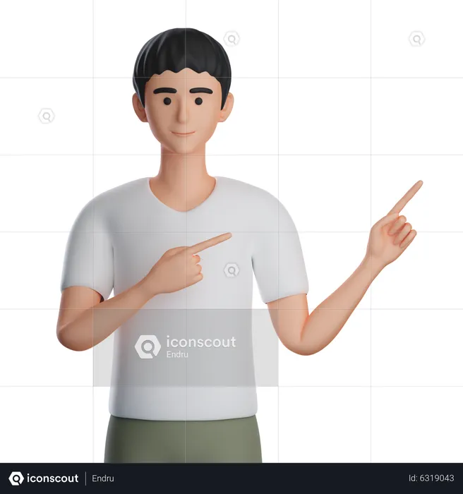 Boy Presenting Something At Right Up Side  3D Illustration