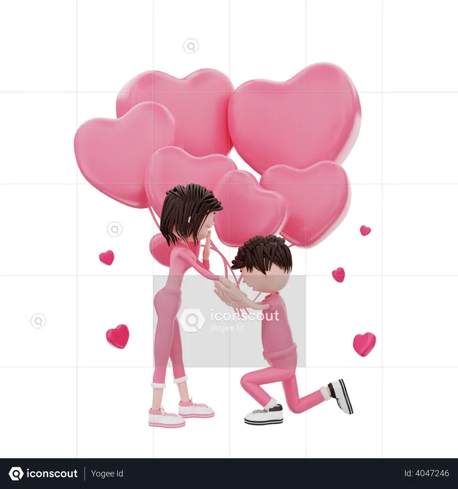Boy proposing girl  3D Icon