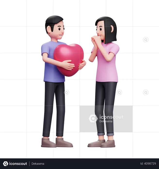 Boy proposing girl  3D Illustration