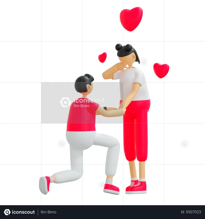 Boy proposing girl  3D Illustration