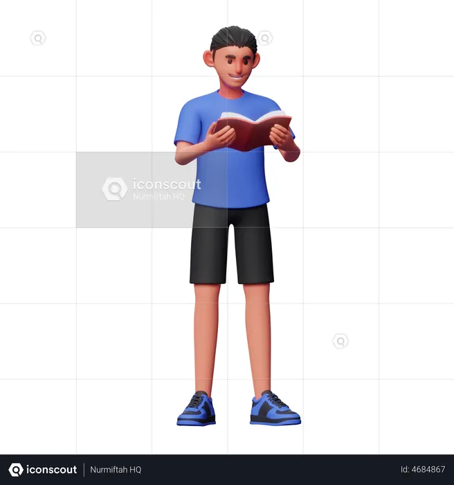 Boy Read Book  3D Illustration