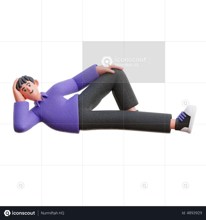 Boy relaxing while lying  3D Illustration