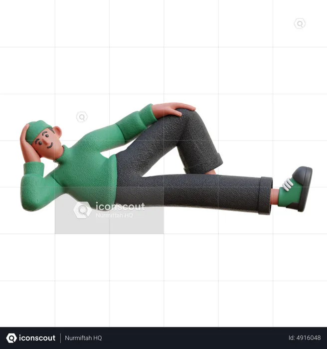 Boy relaxing while lying  3D Illustration