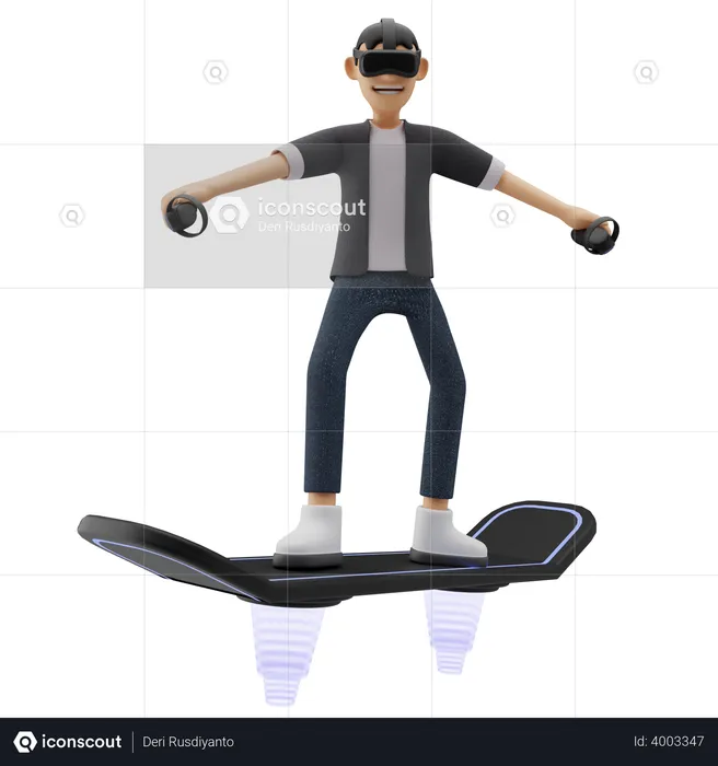 Boy riding a hoverboard  3D Illustration