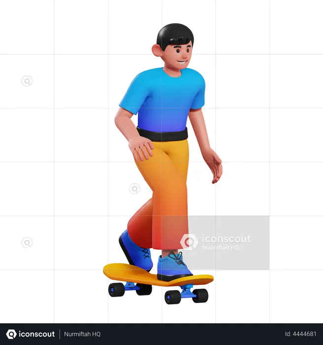 Boy riding skateboard  3D Illustration