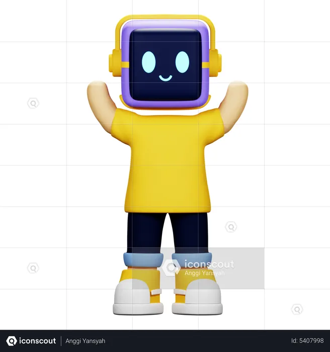 Boy Robot Happy  3D Icon