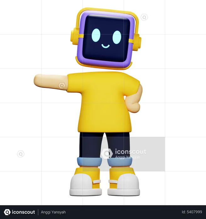 Boy Robot Pointing Left  3D Icon